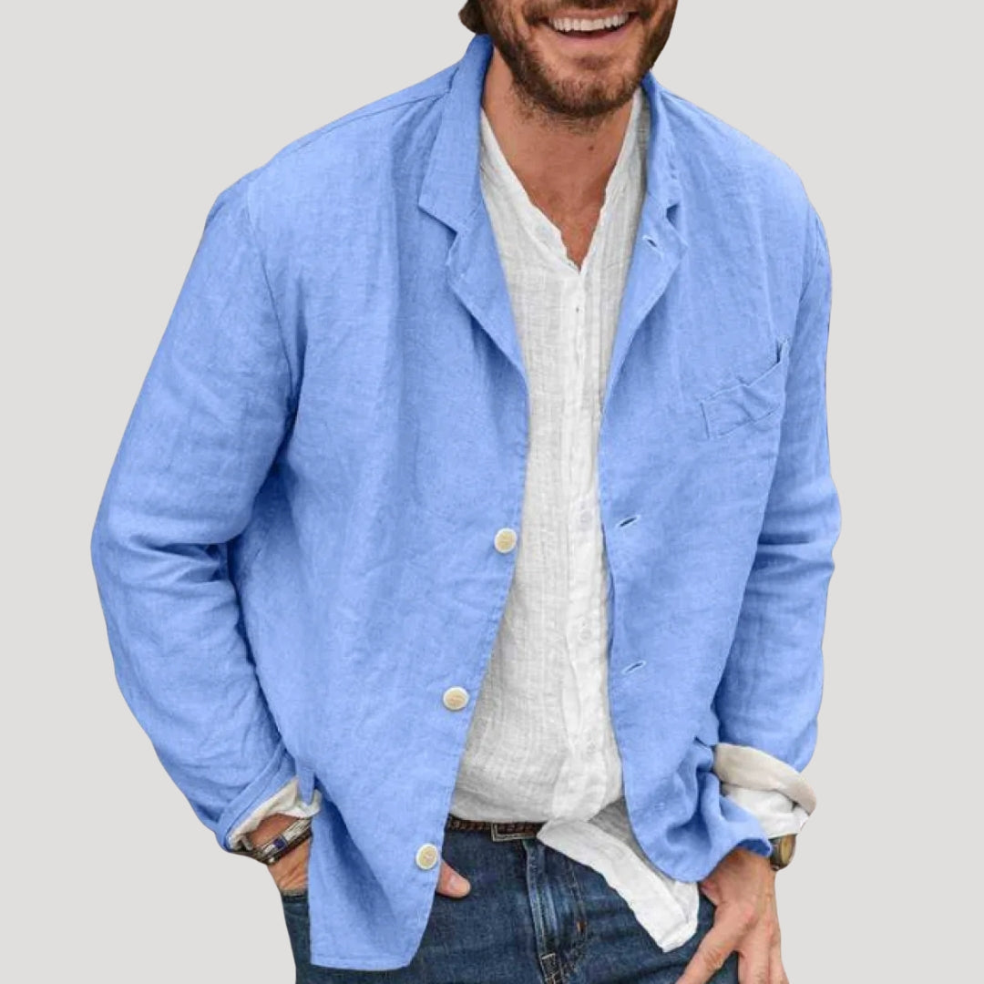 Blazer giacca casual smart in lino leggero da uomo