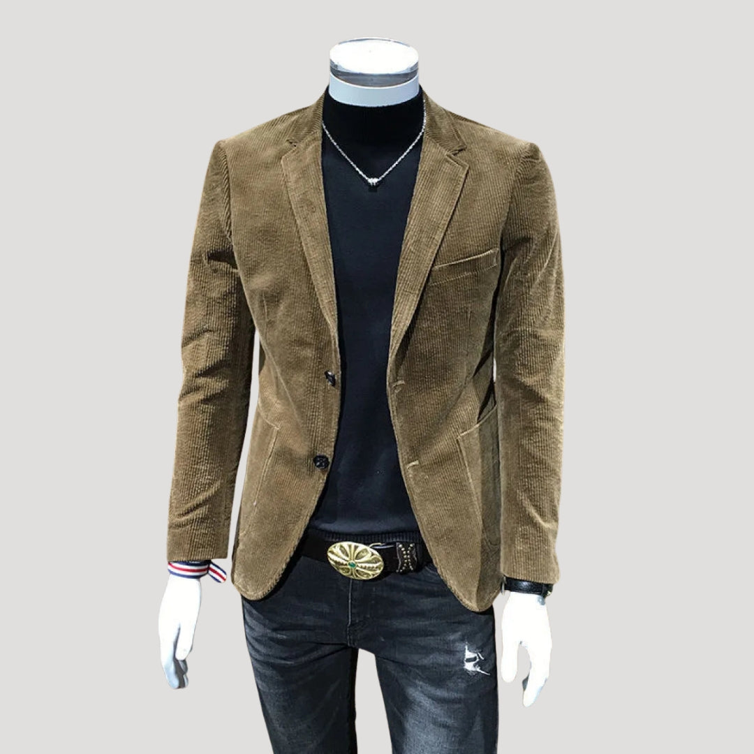 Giacca blazer tailored in corduroy per uomo a un bottone