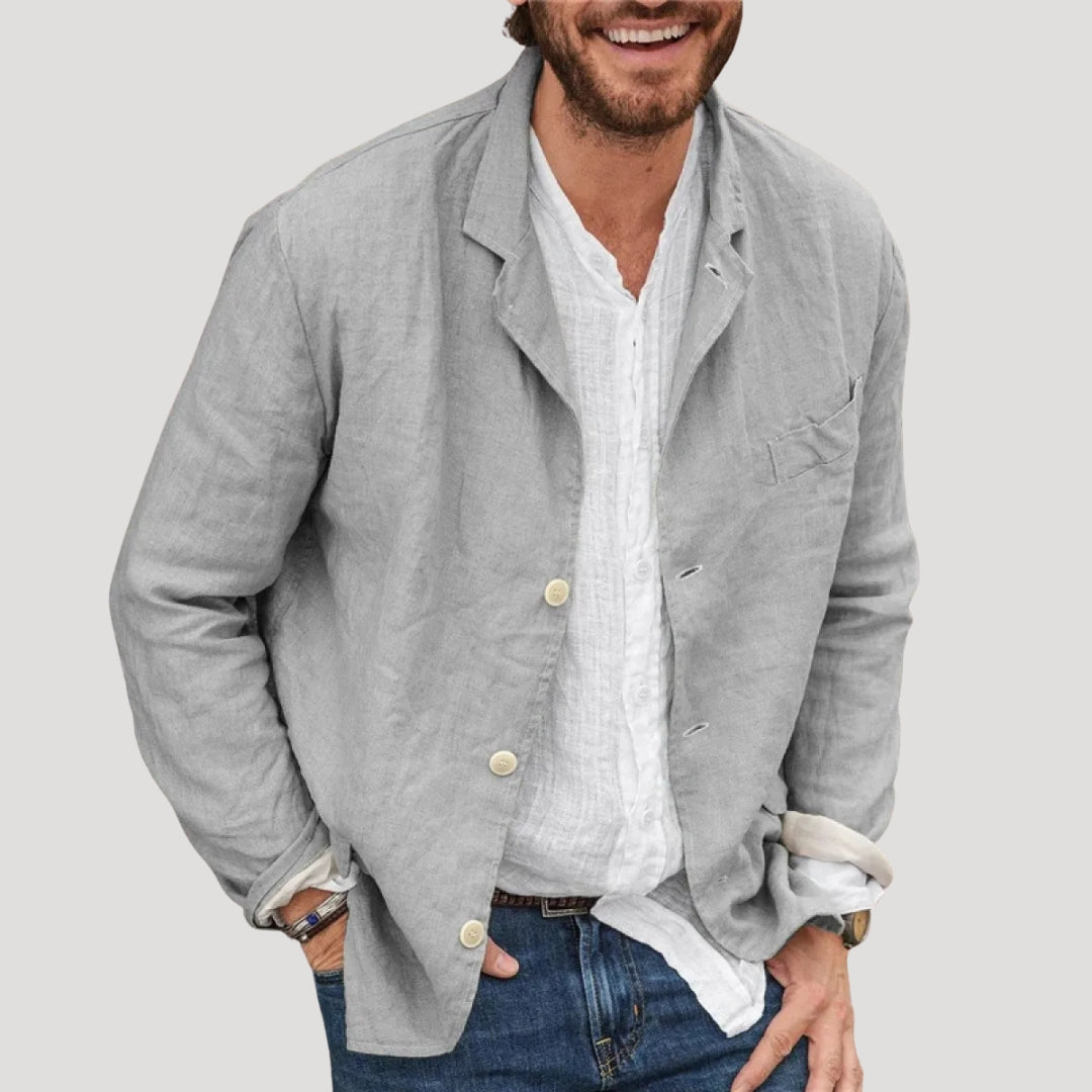 Blazer giacca casual smart in lino leggero da uomo