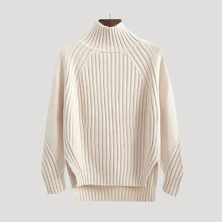 Maglione a collo alto a coste per donna