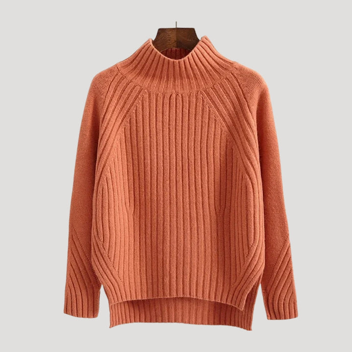 Maglione a collo alto a coste per donna