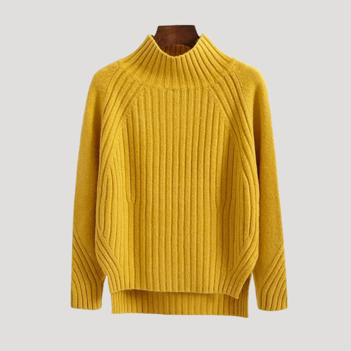 Maglione a collo alto a coste per donna
