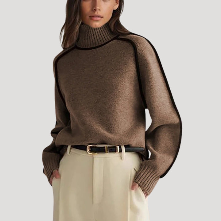 Maglione a collo alto da donna in maglia spessa