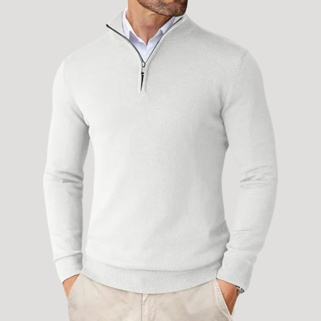 Maglione in maglia da uomo con zip a metà – pullover invernale