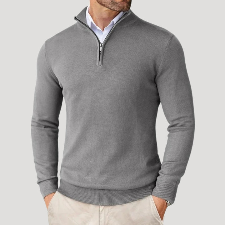 Maglione in maglia da uomo con zip a metà – pullover invernale