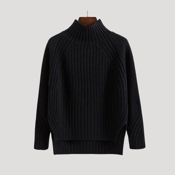 Maglione a collo alto a coste per donna