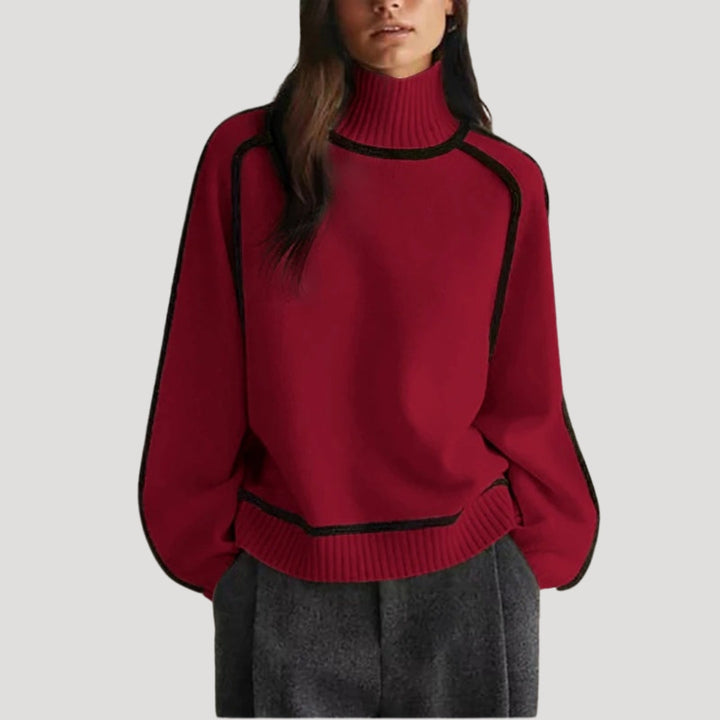 Maglione a collo alto da donna in maglia spessa