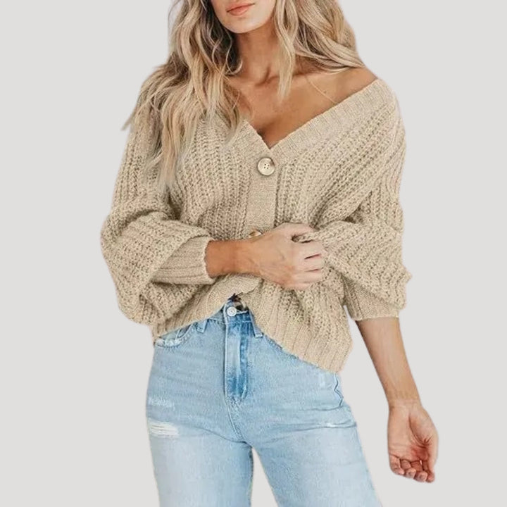 Cardigan corto in maglia chunky con bottoni per donna
