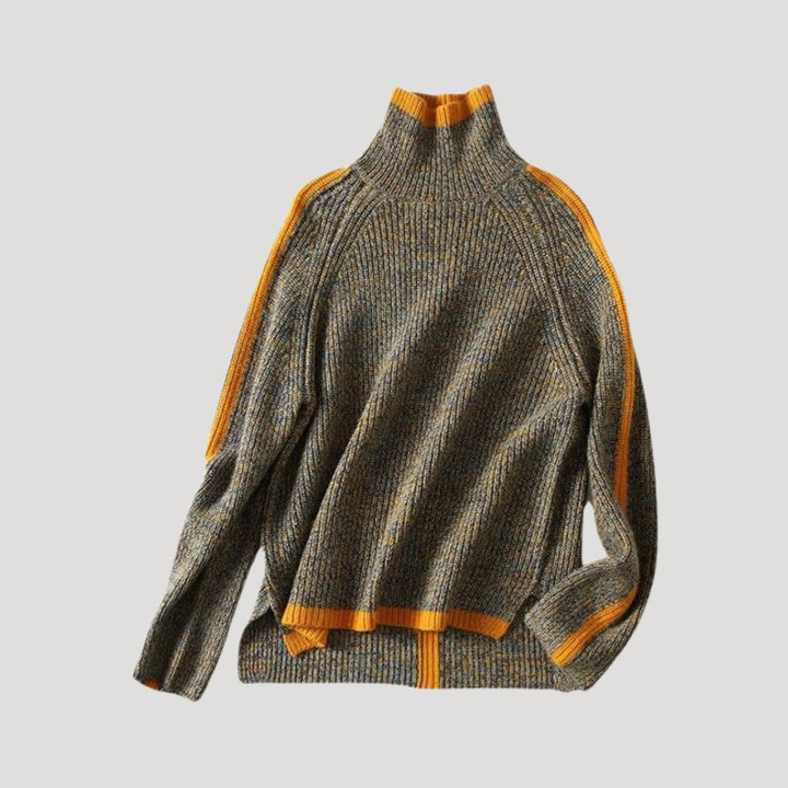 Maglione lavorato a maglia da donna con collo alto, oversize, per l'inverno