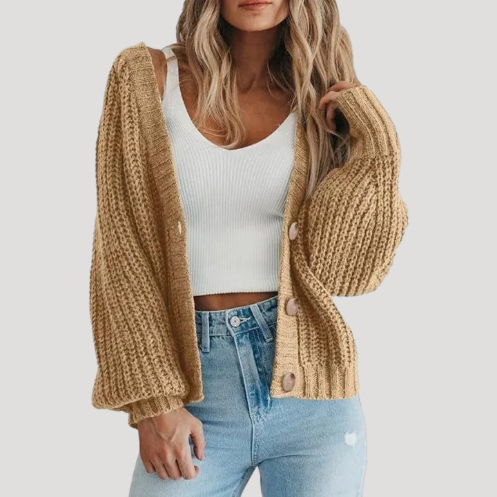 Cardigan corto in maglia chunky con bottoni per donna