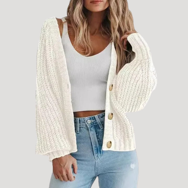 Cardigan corto in maglia chunky con bottoni per donna