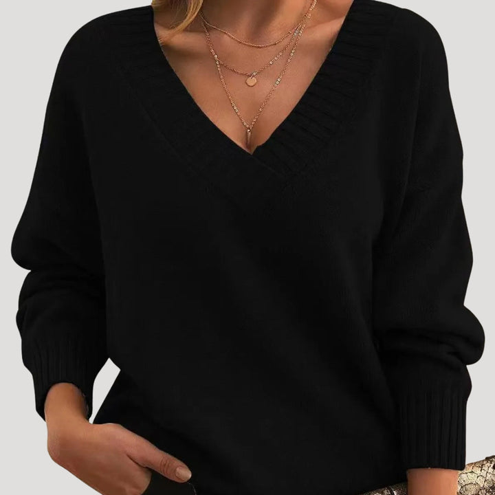 Maglione lungo a maniche lunghe con scollo a V oversize da donna