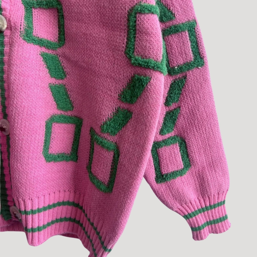 Cardigan grafico oversize in maglia chunky da donna