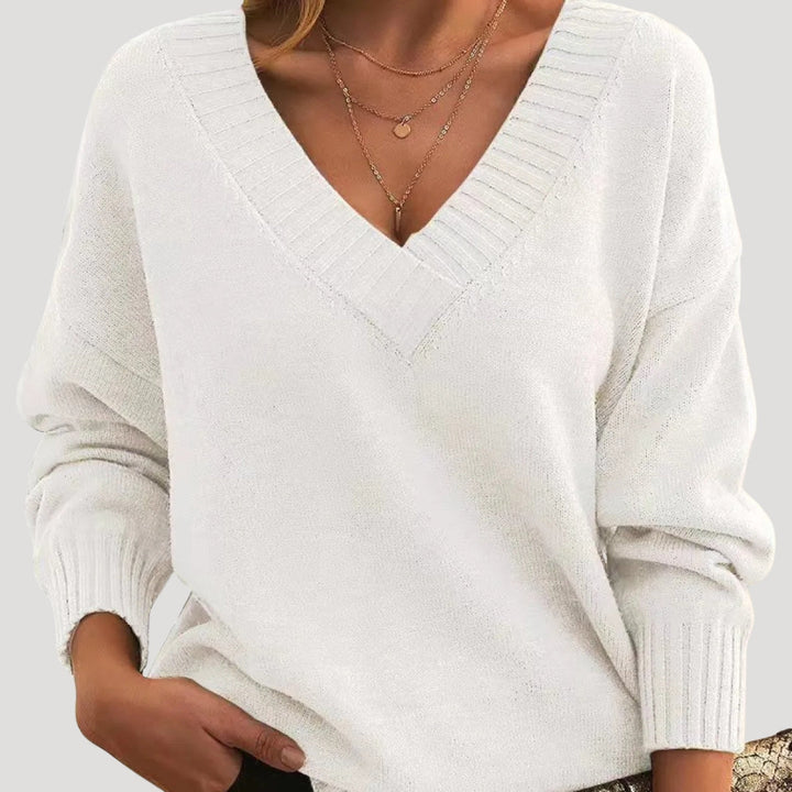 Maglione lungo a maniche lunghe con scollo a V oversize da donna