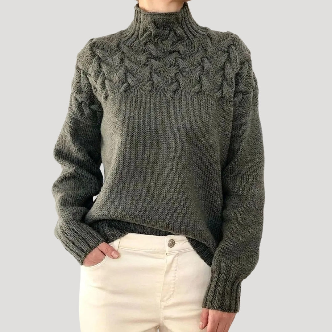 Maglione girocollo in maglia spessa per donne, caldo per l'inverno
