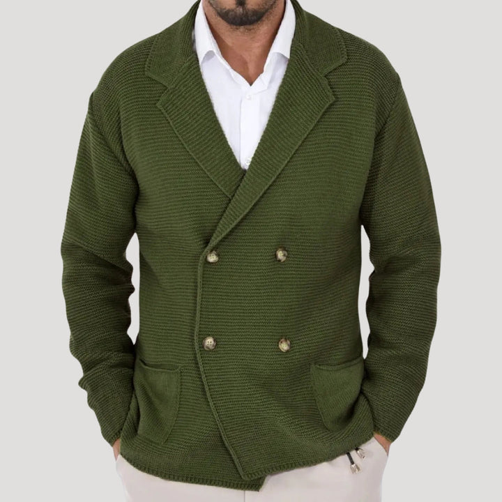 Blazer da uomo in maglia, giacca leggera smart casual