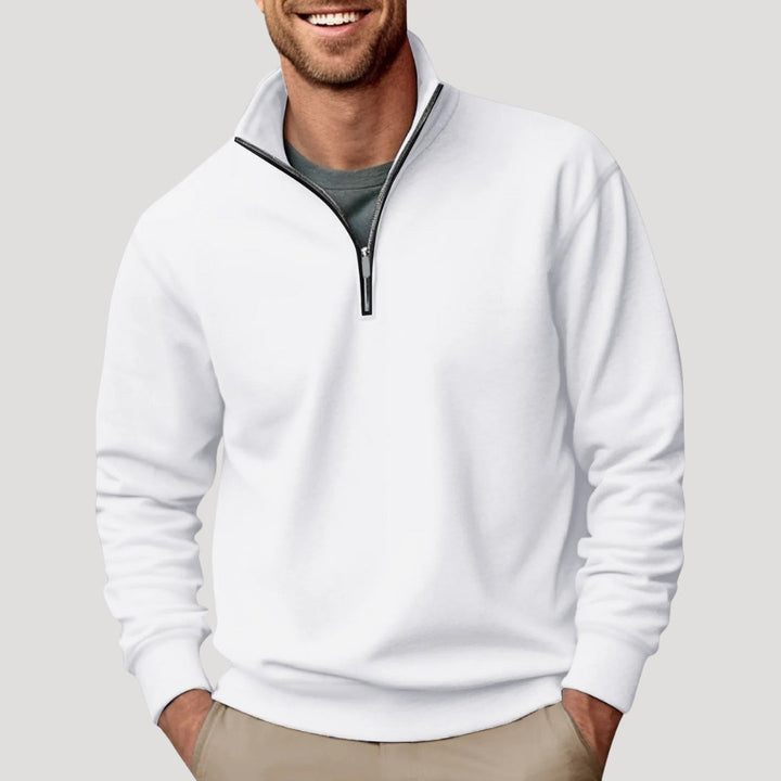 Felpa leggera da uomo in cotone con zip parziale