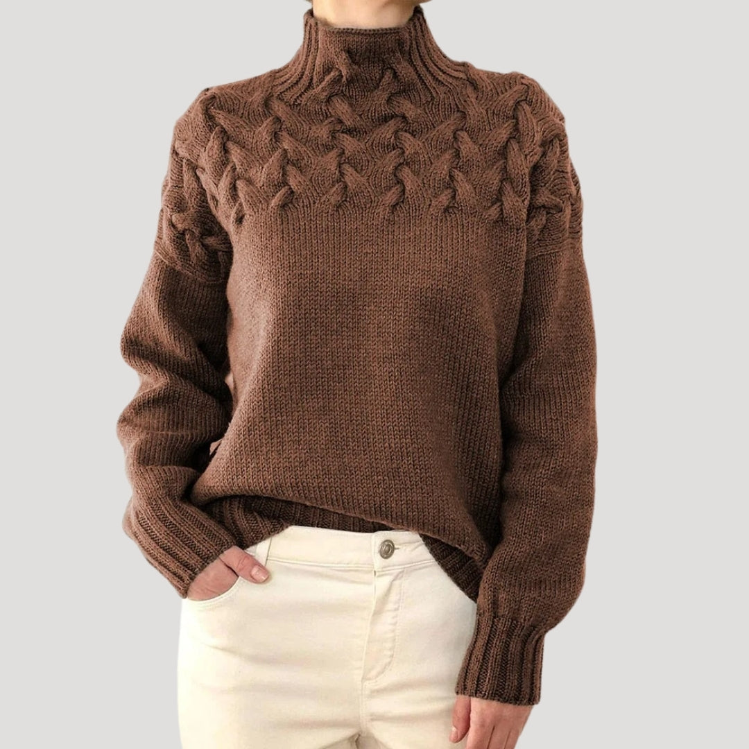 Maglione girocollo in maglia spessa per donne, caldo per l'inverno