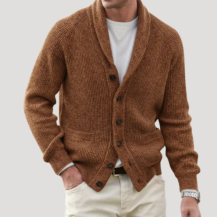 Cardigan leggero da uomo con colletto a scialle