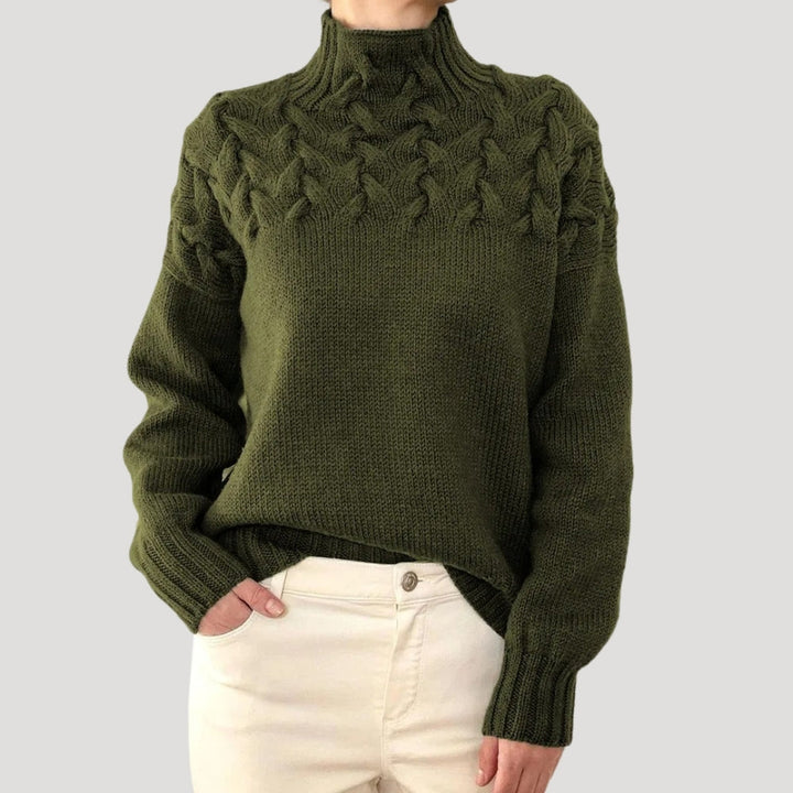 Maglione girocollo in maglia spessa per donne, caldo per l'inverno