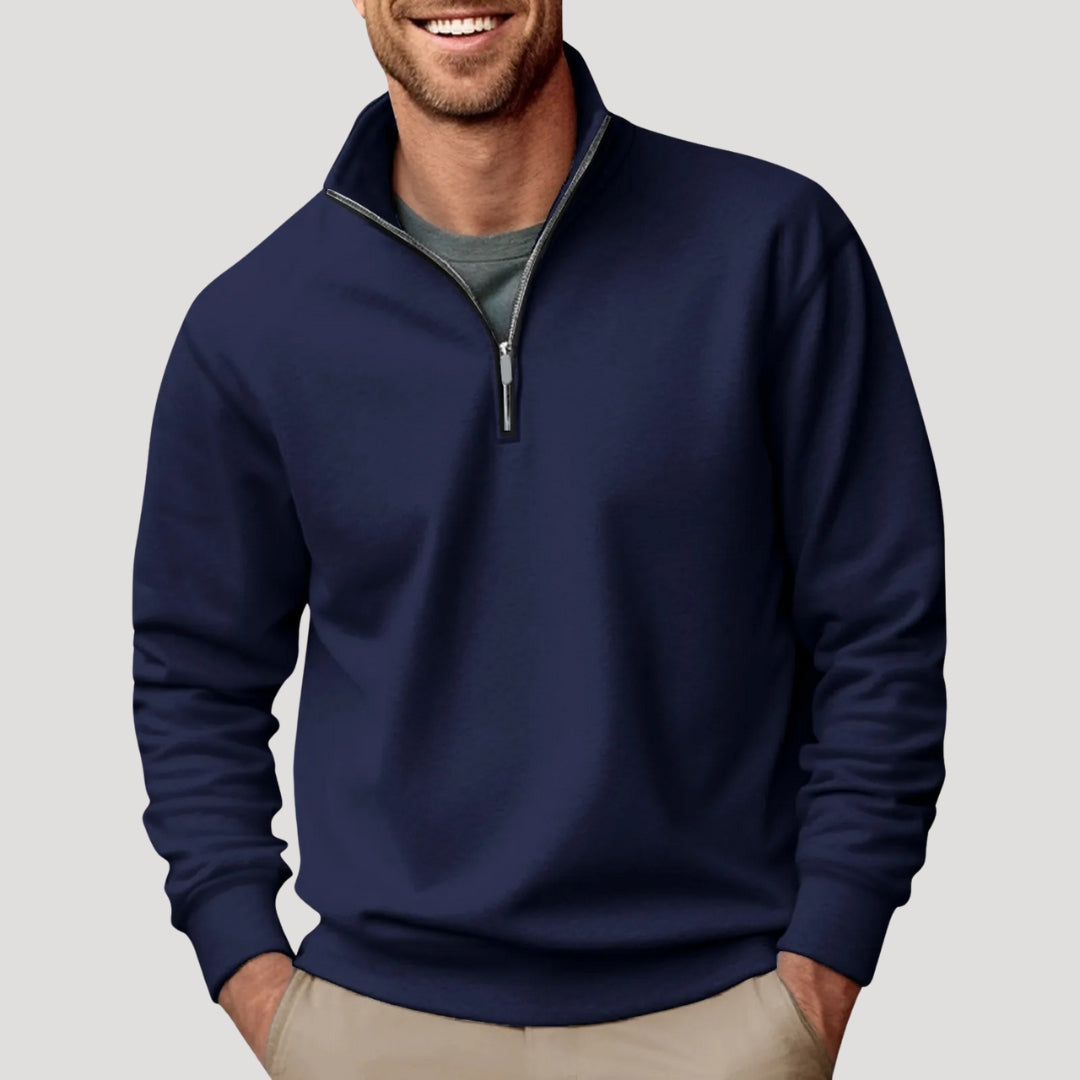 Felpa leggera da uomo in cotone con zip parziale