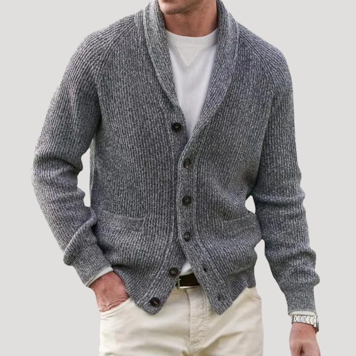 Cardigan leggero da uomo con colletto a scialle