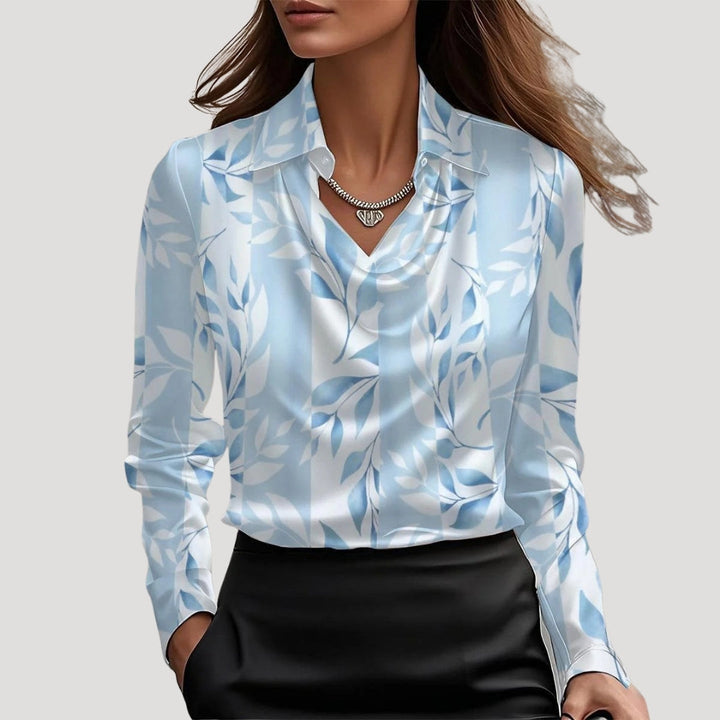 Blusa da donna in satin con collo a cowl e maniche lunghe