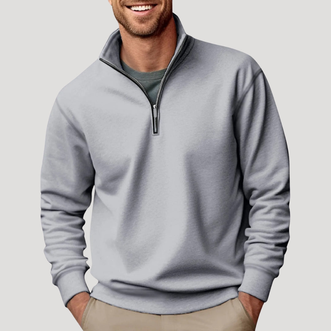 Felpa leggera da uomo in cotone con zip parziale