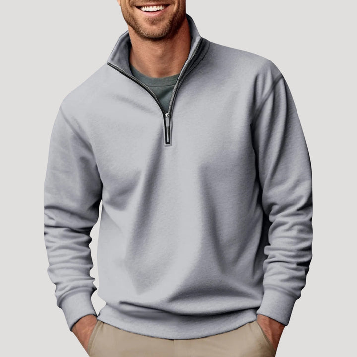 Felpa leggera da uomo in cotone con zip parziale