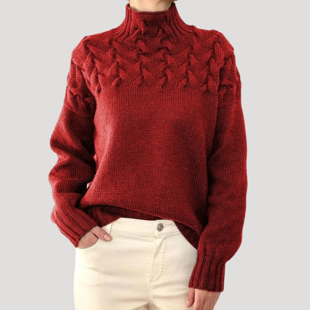 Maglione girocollo in maglia spessa per donne, caldo per l'inverno