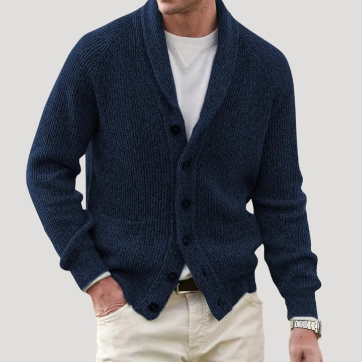 Cardigan leggero da uomo con colletto a scialle