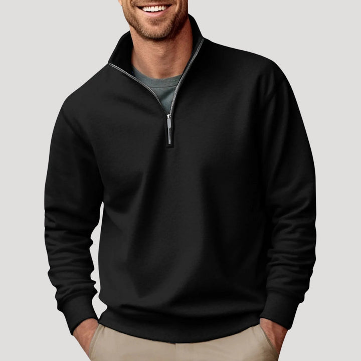Felpa leggera da uomo in cotone con zip parziale