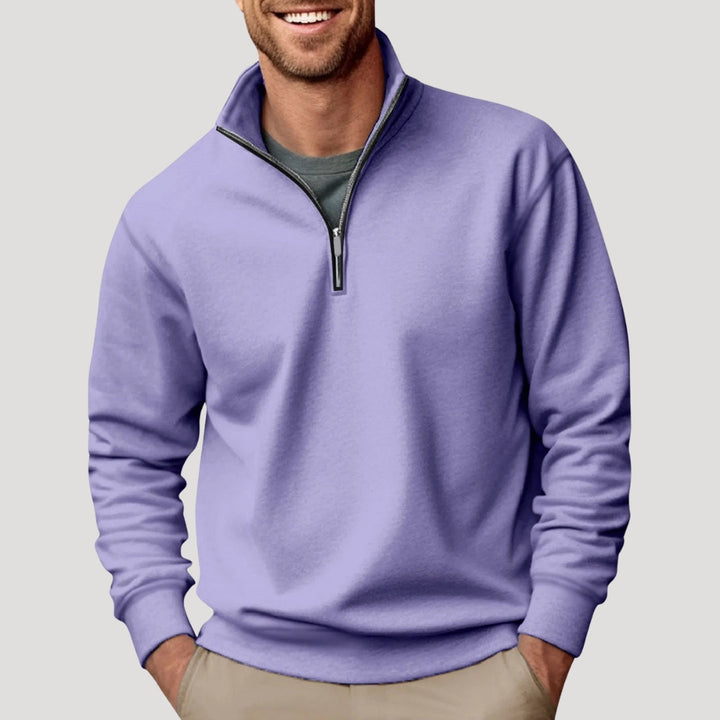 Felpa leggera da uomo in cotone con zip parziale