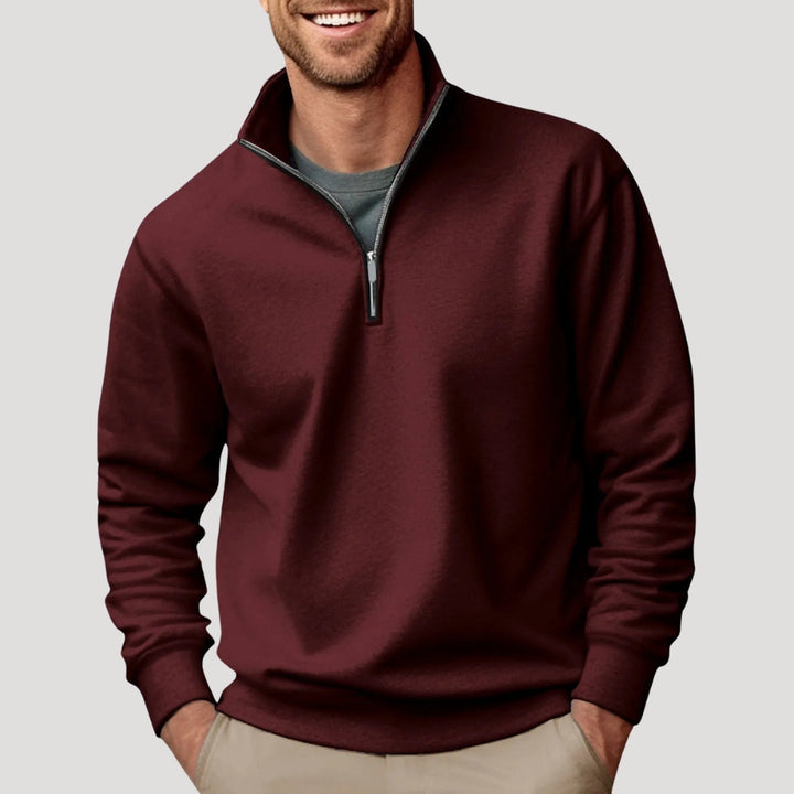 Felpa leggera da uomo in cotone con zip parziale