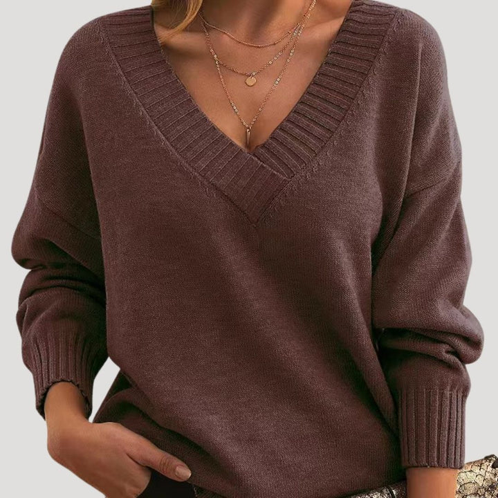 Maglione a maglia oversize con scollo a V per donne