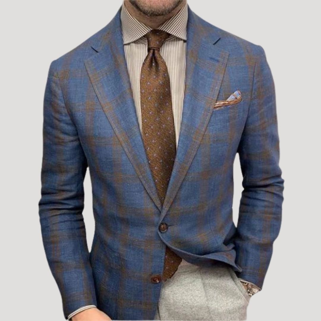 Blazer su misura in tweed di lana slim fit da uomo