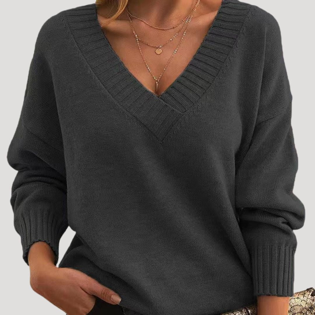 Maglione a maglia oversize con scollo a V per donne