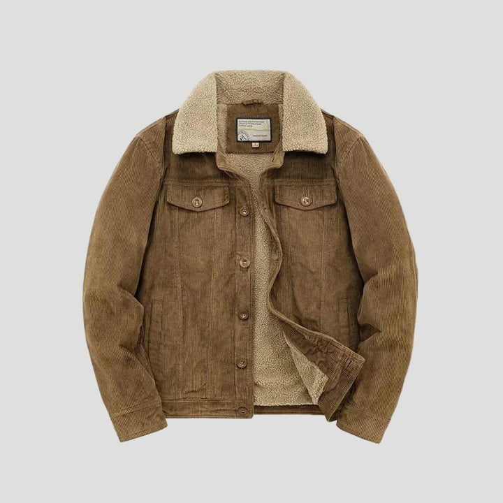 Giacca trucker in shearling da uomo in finta suede, cappotto invernale