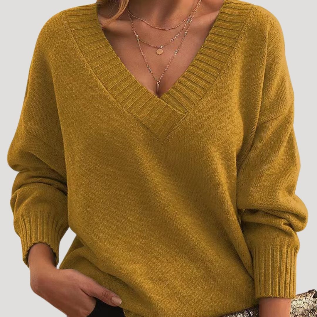 Maglione a maglia oversize con scollo a V per donne