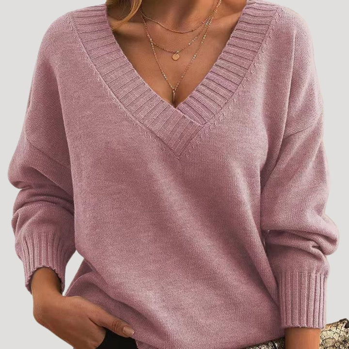 Maglione a maglia oversize con scollo a V per donne