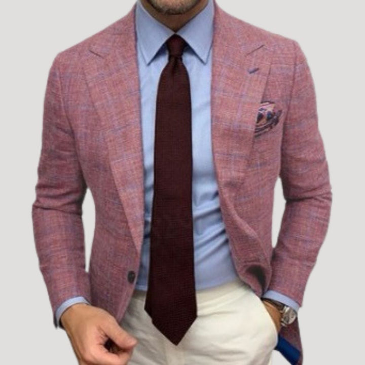 Blazer su misura in tweed di lana slim fit da uomo