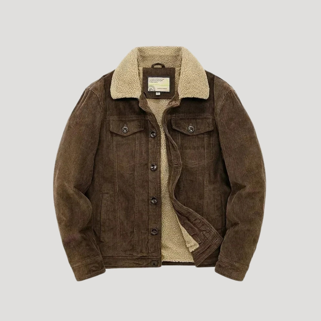 Giacca trucker in shearling da uomo in finta suede, cappotto invernale