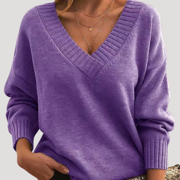 Maglione a maglia oversize con scollo a V per donne