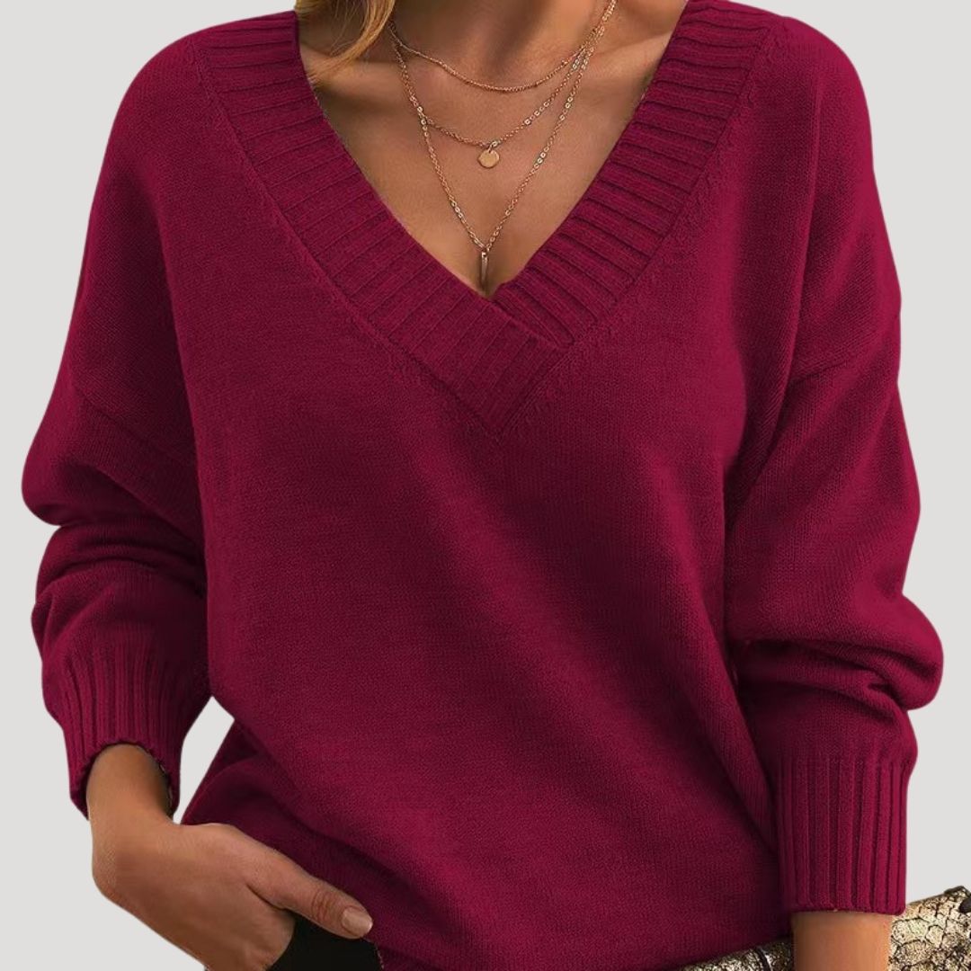 Maglione a maglia oversize con scollo a V per donne