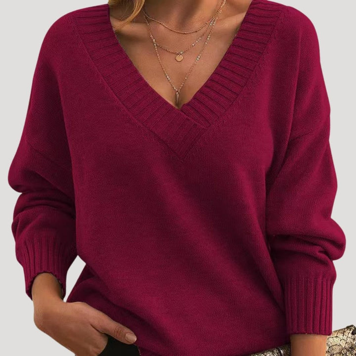 Maglione a maglia oversize con scollo a V per donne