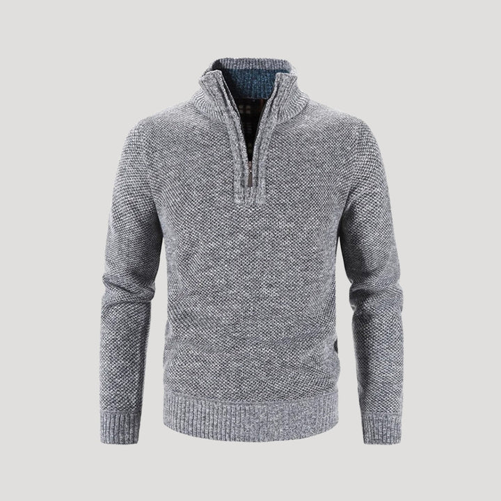 Maglione in lana da uomo con zip a metà – maglione lavorato a maglia