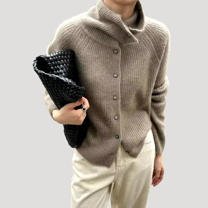 Cardigan chunky da donna in maglia, morbido, con bottoni per l'inverno