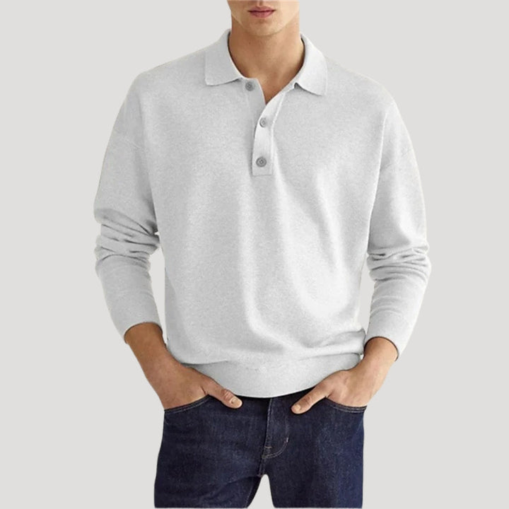 Maglione polo a maniche lunghe da uomo – top in maglia di cotone