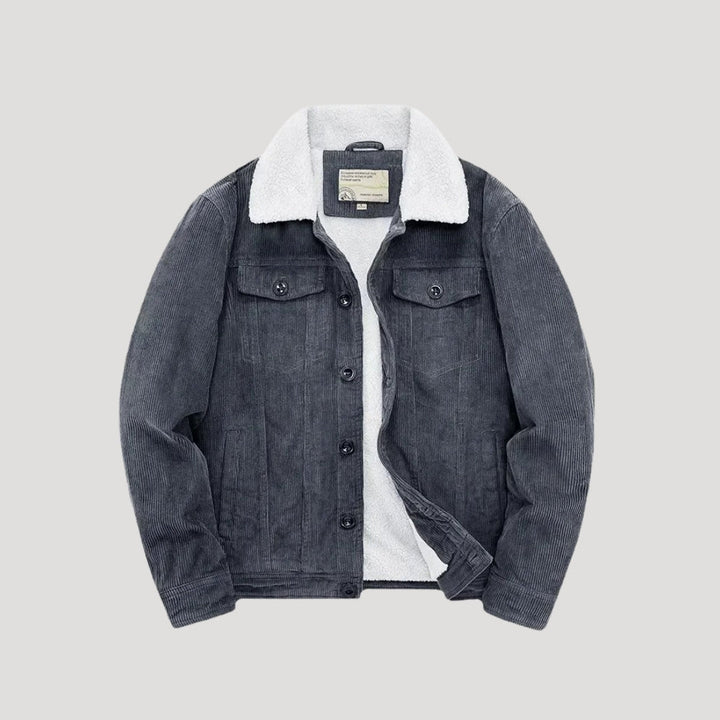 Giacca trucker in shearling da uomo in finta suede, cappotto invernale
