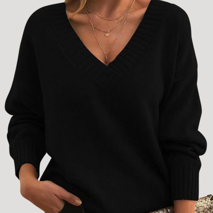 Maglione a maglia oversize con scollo a V per donne